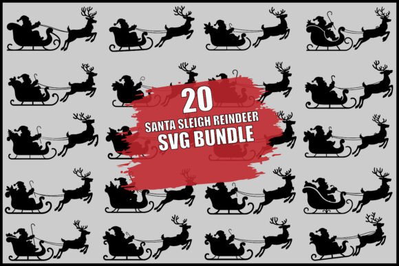 Download Santa Sleigh Reindeer SVG Bundle - Reindeer Collection