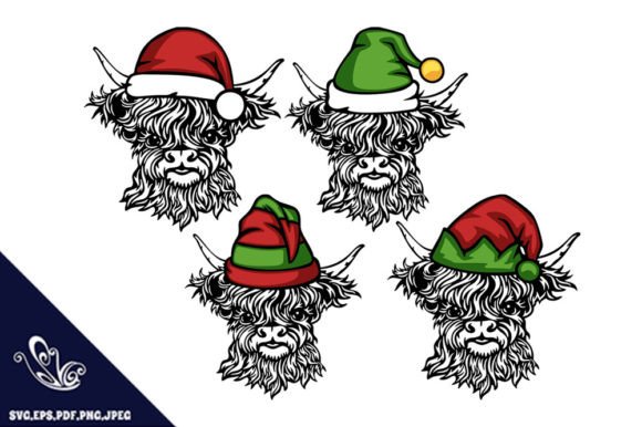 Download Scottish Highland Cow Christmas SVG - Cow christmas svg Collection