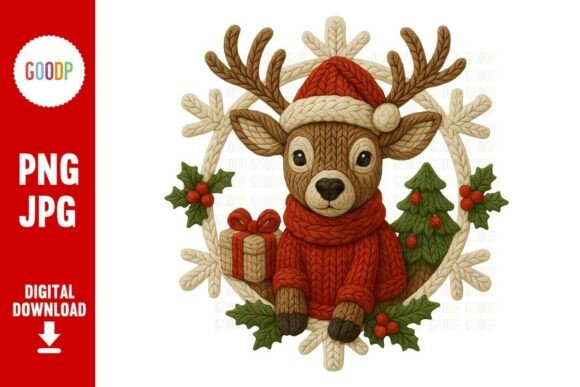 Download Crochet Reindeer Wreath Clipart - Reindeer Collection