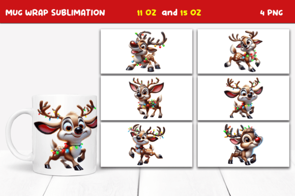 Download Funny Christmas Reindeer, Mug Wrap - Reindeer Collection