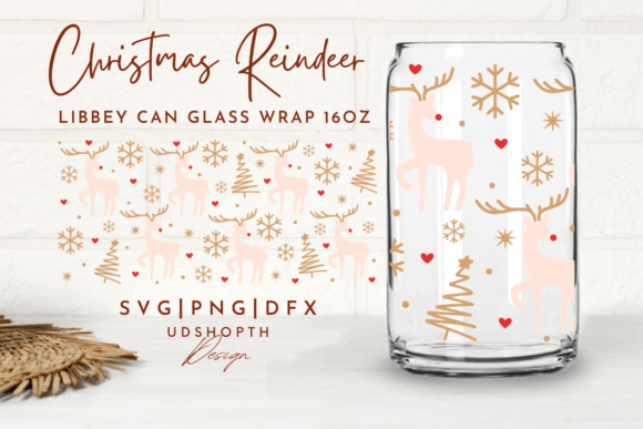 Download Christmas Reindeer Can Glass Svg, 16oz - Reindeer Collection