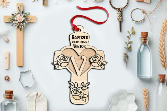 Download Letter V Laser Rose Cross Ornament SVG - Premium Resources