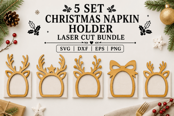 Download Reindeer Napkin Ring Laser Cut File - Reindeer Collection