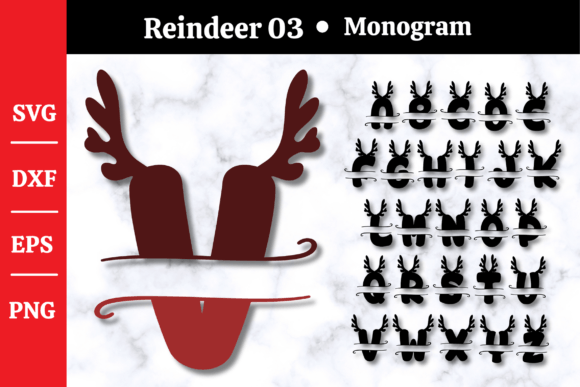 Download Reindeer Antler Monogram SVG #01A - Reindeer Collection
