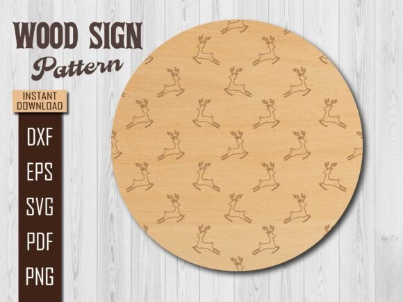 Download Christmas Reindeer Pattern Wood Sign - Reindeer Collection