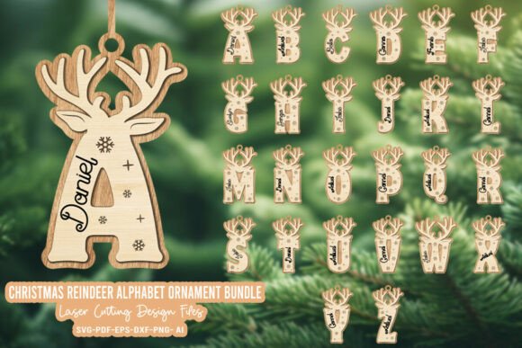 Download Reindeer Alphabet Christmas Ornament SVG - Reindeer Collection