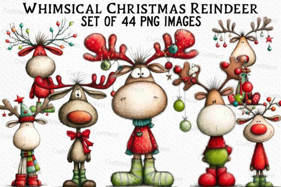 Download Whimsical Christmas Reindeer Clipart - Reindeer Collection