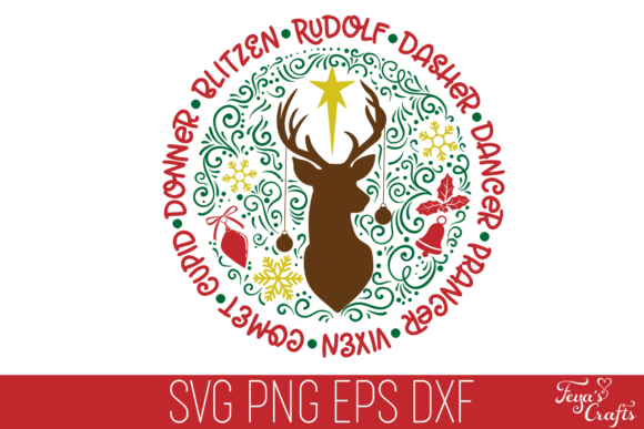 Download Reindeer Names Round Christmas SVG - Reindeer Collection