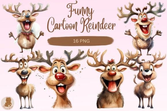 Download Funny Cartoon Reindeer Clipart - Reindeer Collection