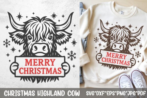 Download Highland Cow Christmas SVG | Merry Sign - Cow christmas svg Collection