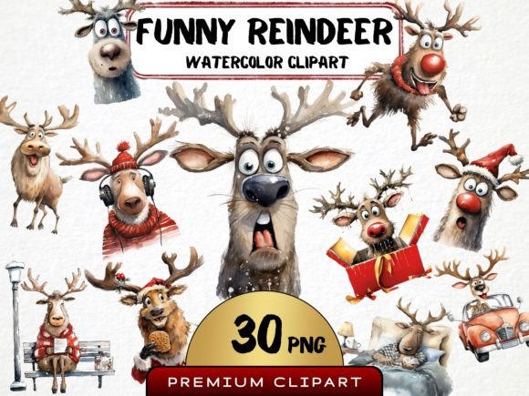 Download Funny Christmas Reindeer Clipart - Reindeer Collection