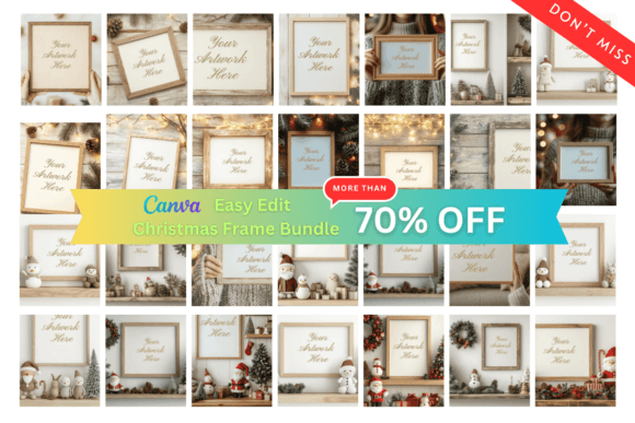 Download Easy Edit Canva Christmas Frame Bundle - Christmas frame bundle Collection