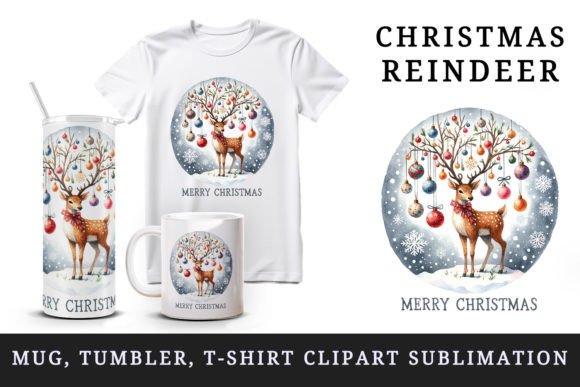 Download Christmas Reindeer Tumbler Mug Clipart - Reindeer Collection