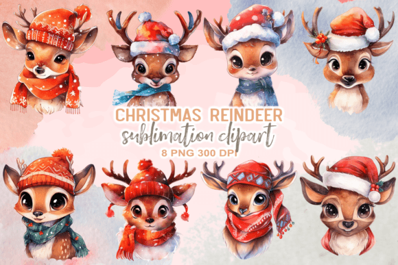Download Christmas Reindeer Sublimation Clipart - Reindeer Collection