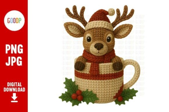 Download Crochet Reindeer in Mug Clipart - Reindeer Collection