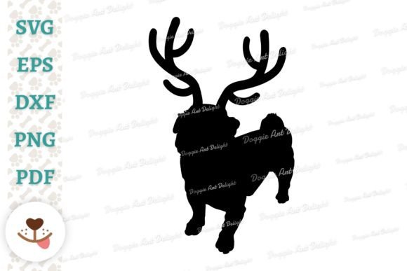 Download Christmas Pug Dog Reindeer Antlers Svg - Reindeer Collection