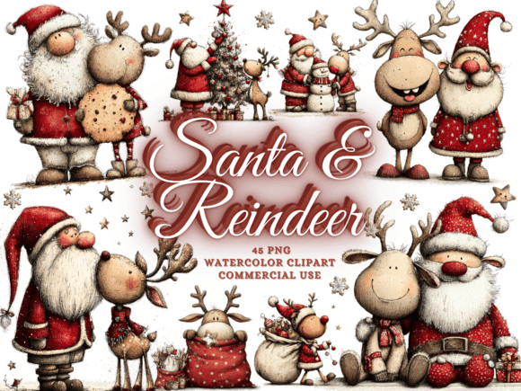 Download Quirky Christmas Santa Reindeer Clipart - Reindeer Collection